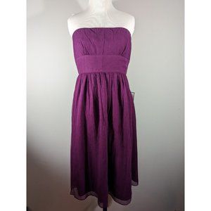New J.Crew Purple Silk Cocktail Party Strapless Dress Women's Size 8
